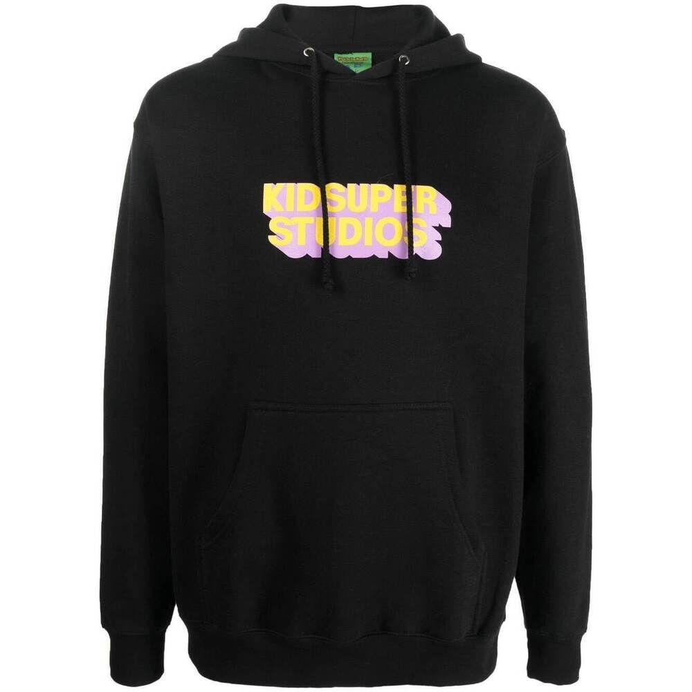 KIDSUPER Logo-print Cotton Hoodie Black M